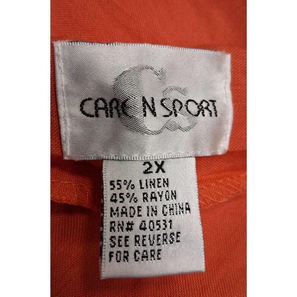 Caren sport womens 2xl orange long ankle maxi skirt 100% linen 40 inch waist